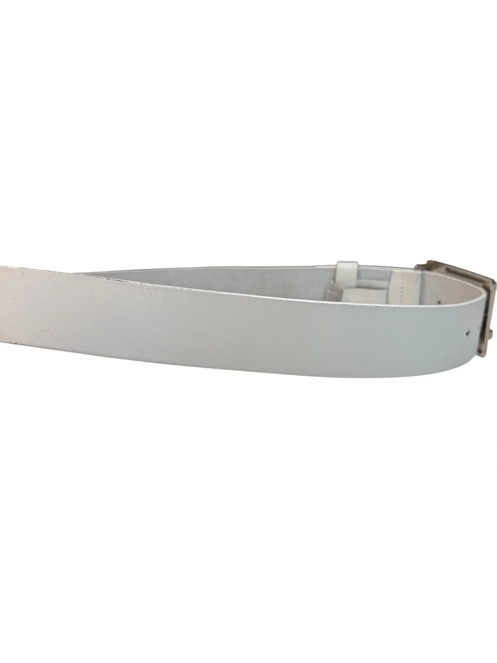 Vintage J Lindeberg Wide White Leather Golf Belt Oversized Logo Buckle Sweden 34